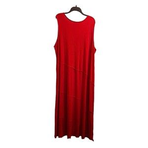 Catherines Women's 0X 14-16W Red Casual Sleeveless Maxi Tiered Dress